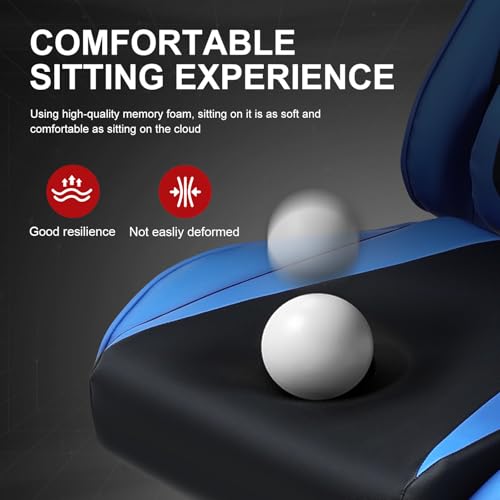 GTRACING Gaming Chair with Footrest, Ergonomic Computer Game Desk Chair, Recline Gaming Chair Seat Height Adjustment, Swivel Rocker with Headrest and Lumbar (Blue) - Image 6