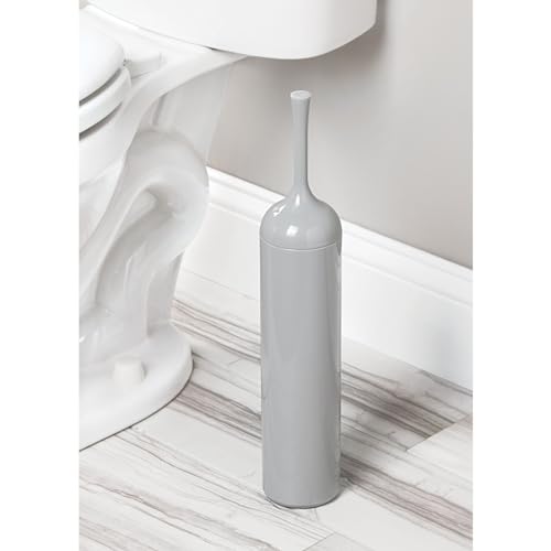 mDesign Modern Toilet Brush - Washroom Brush with Holder Toilet Scourer - Made of Plastic - 7.6 cm x 7.6 cm x 41.3 cm - Grey - Image 3