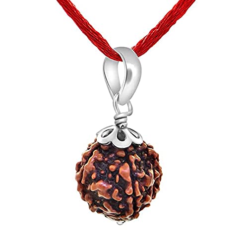 Gemsonclick Véritable Certifié Cinq Faces Panchamukhi Népalais Rudraksha Plaqué Argent Pendentifs Shiva Perle Bijoux pour Hommes et Femmes Cover
