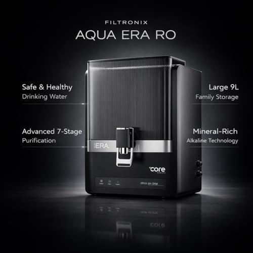 Image of Aqua Era RO Water Purifier for Home| High Capacity 9Liter Tank| 7 Stage Advanced Filtration| RO+PP+Sed+Carbon+Alk+Zinc+Copper| 4000 TDS | Best RO for Home, Office & Family (CHARCOAL BLACK)