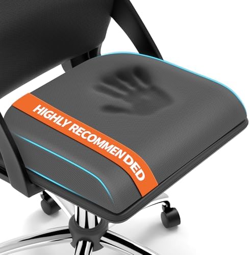 TranquilRelax Large Seat Cushion, Soft Foam Cushion for Long Sitting Hours on Office Chair, Home & Car, Non-Slip Chair Pad for Relieving Back & Sciatica & Hip & Coccyx Pain (Grey)
