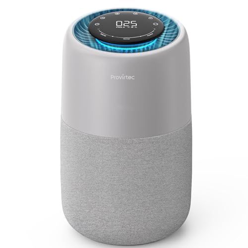 Provirtec Air Purifier with PM2.5 Real-Time Display & Air Quality Monitor, All-in-One Auto Mode & APP Control, Covers Up to 916 Sq Ft, H13 HEPA Filter for Allergies, Pet Hair, Smoke, Odor, Pollen