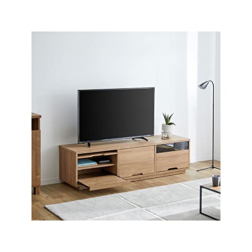 Amazon｜テレビ台 スライド 引き出し 強化ガラス 木製 木目調 ライト
