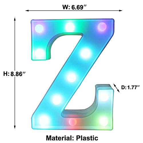 Image of Pooqla Colorful Marquee Letters LED Light Up Letters with Remote, Party Birthday Letter with Lights Decorations for Classroom Room Dorm Home - Multicolor Letter Z