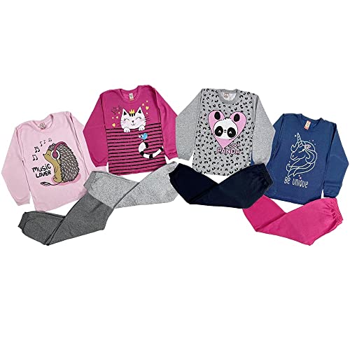 Kit Roupas de inverno 4 Conjunto Moletom Infantil Menina 1 ao 8 Tamanho:1