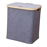 ANDRESLAD 蓋付きランドリーバスケット 折りたたみ式 衣類収納バスケット 汚れた衣類コンテナ 収納 整理 雑貨入れ
