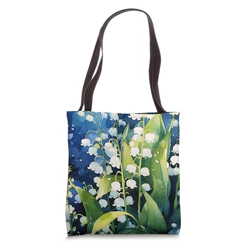 Bolso Tote con patrón acuarela de lirio de los valles miniatura 1