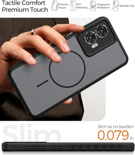 Image of VONZEE Matte Magnetic Case Compatible for Motorola Edge 50 Fusion Wireless Charging Shockproof Anti-Scratch TPU PC Slim Fit Full Protection Phone Cover for Motorola Edge 50 Fusion-Black