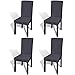 Xingshuoonline Sofahussen Elastische Hülle für Stuhl, gerade, 4 Stück, anthrazitfarben, elastische Bezüge für Stühle, Länge des Sitzes: 37-45 cm