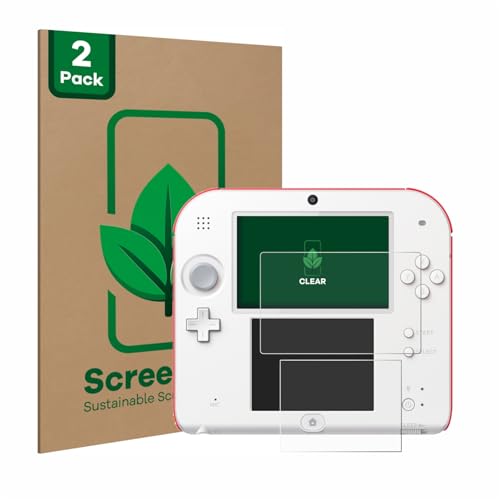ScreenLeaf 2 Unidades Protector de pantalla para Nintendo 2DS [Protección de Pantalla Sostenible, Clear, Anti Arañazos]