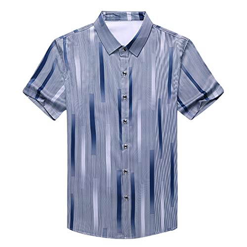 Chemise hawaïenne Funky d'été à rayures bleues style britannique de plage