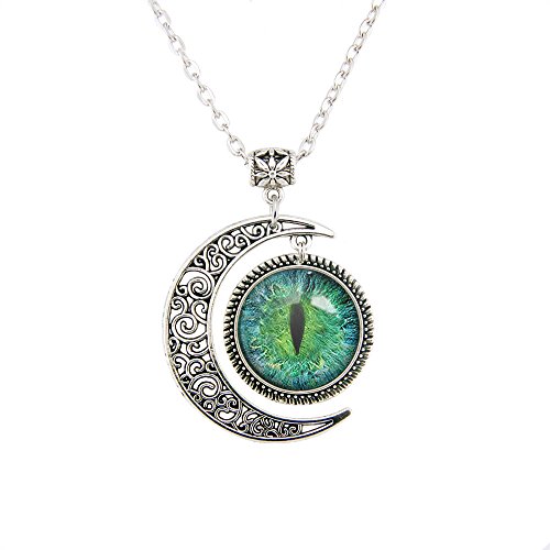 Hermosa Temporada DIY Collar de Luna Azul Ojo de Gato Colgante Ojo de Gato Verde Colgante Lobo Ojo Collar Colgante Collar Colgante Ojo Joyas Arte Regalos