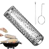 Générique Panier à Griller Roulant | Cage de Barbecue en Acier Inoxydable avec poignée Amovible - Grill pour légumes Hommes Papa Père Anniversaire Cuisine Camping Noël Garden Party