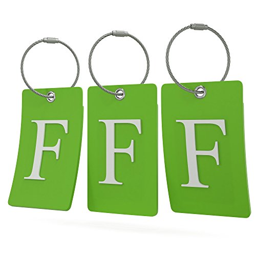 Luggage Tag Initial – Fully Bendable Tag w/ Stainless Steel Loop (Letter F)