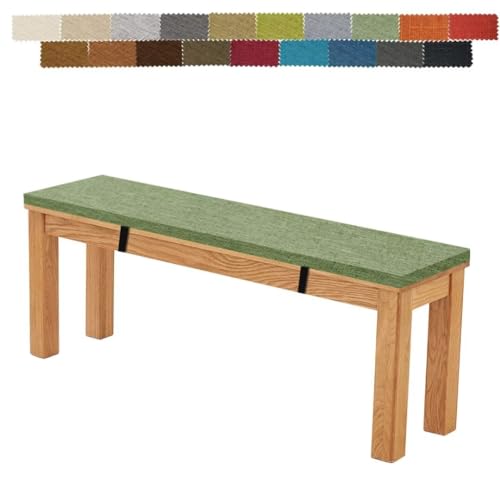 Firsttry ダイニングベンチ クッション 椅子用 長座布団 90*30*3 高密度メモリーフォーム 高反発 カバーが洗える ストラップ付き 四角形 シートクッション 食卓椅子用座布団 すべり止め付き お尻に優しい 柳色