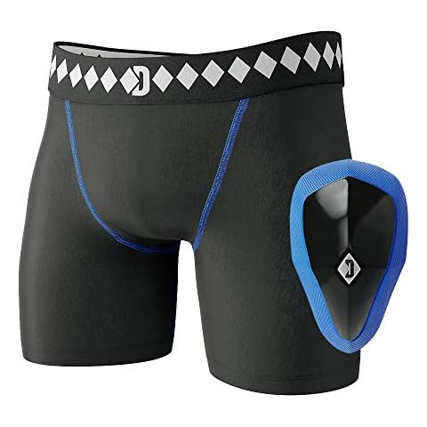 Diamond MMA Compression Shorts Jock Strap Athletic Cup Groin Protector System - Large | Athletic Supporters for Men with Cup for High Impact Sports | Compression Shorts w/ Built In Jockstrap with Cup Cover