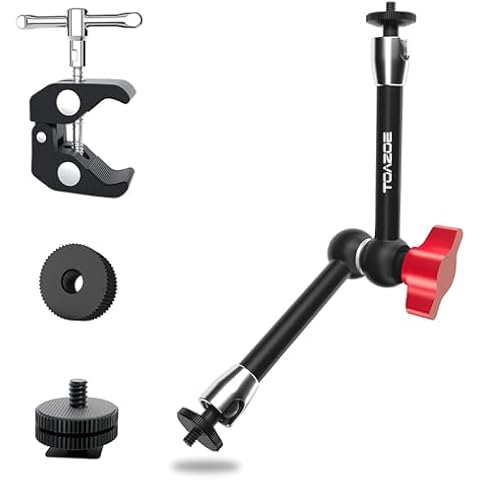 TOAZOE 11 Inch Adjustable Articulating Friction Magic Arm & Super Clamp Set Compatible with Field Monitor, Video Light, Fill Light Cover