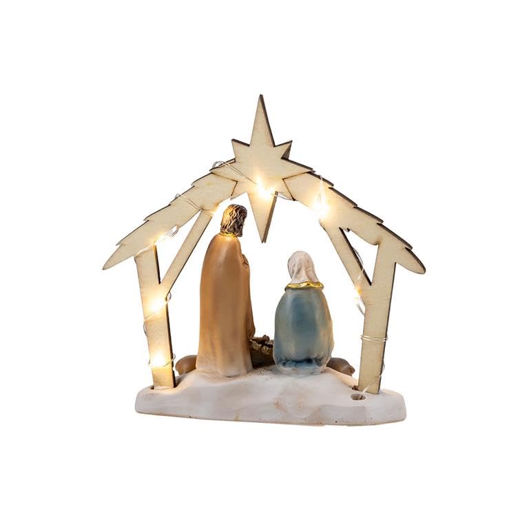 DRW Classic Mysterium 1 Piece with Child in Cot and Portal Made of Wood, Hand-Painted, 14 x 14 cm