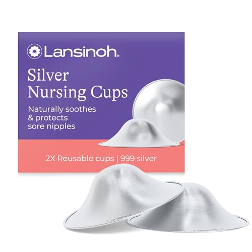 Lansinoh Silver Nipple Cups - 999 Nickel Free Silver Nipple Shields for Breastfeeding - Naturally Protects and Helps Heal Sore Nipples - Postpartum - Breast Feeding Essentials