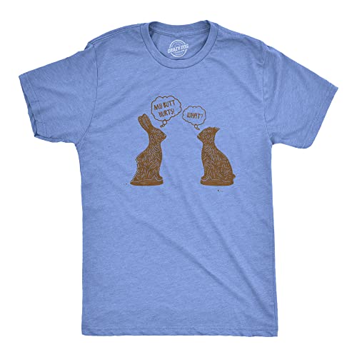 Mens My Butt Hurts T Shirt Funny Easter Egg Chocolate Bunny Sarcastic Gift Tee Funny T Shirts Easter Apparel for Men Cool Sarcastic Short Sleeve Novelty Light Blue S