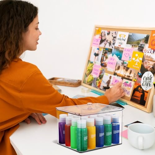 Image of Rainmae Paint Storage Box for Apple Barrel Acrylic Paint, Paint Storage Case with Lid for Craft Paint Storage, Empty Craft Paint Storages for Paint Bottle, Hold 20 Bottles of 2 fl. oz Acrylic Paints