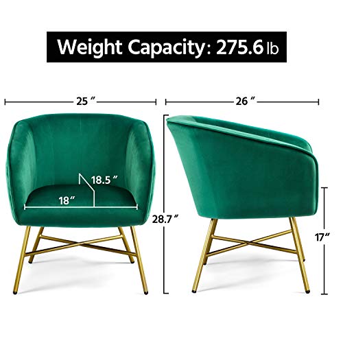 Yaheetech 2Pcs Dining Chair, Upholstered Soft Velvet Dining Chair With Backrest Armrest Leisure Chair For Dining Room/Chicken/Makeup/Cafe, Green #TOP2