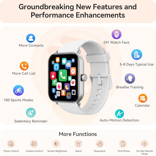 Image of Gydom Smart Watches for Women Men [Alexa Built-in, 1.8 inch] Smartwatch with Heart Rate /SpO2 /Sleep /Stress, 101+ Sports Modes, IP68 Waterproof, Pedometer Fitness Tracker for iOS Android Phones, White
