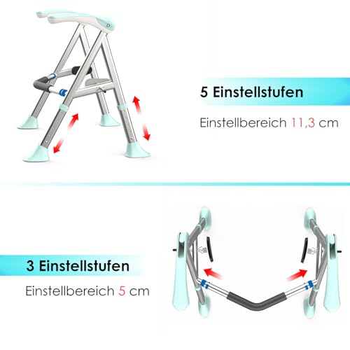 TYGYSDO Aufstehhilfe Toilette,Toiletten aufstehhilfe für Senioren, WC Aufstehhilfe höhenverstellbar, Toilettenerhöhung,Haltegriff für Toilette, Behinderten WC Sitz,einfache Installation (KY-1567-Cyan)