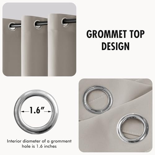 Image of MIULEE Natural Blackout Bedroom Curtains Drapes 96 Inch Long 52 inchx96 inch | Grommet Top, Room Darkening Window Drapes, Privacy Protection, Thermal Insulated, Heat Blocking, Light Blocking