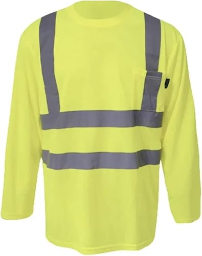 Miniatura 2 de Hi Vis Clase 3 Camiseta reflectante de seguridad naranja lima manga larga alta visibilidad, construcción fluorescente camisa