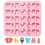 Divertidos moldes de silicona con carro, oso, pies de bebé, formas de botón, molde de chocolate | Moldes Fondant para dulces, gummi, pastel, decoración de cupcakes, suministros para hornear con temas