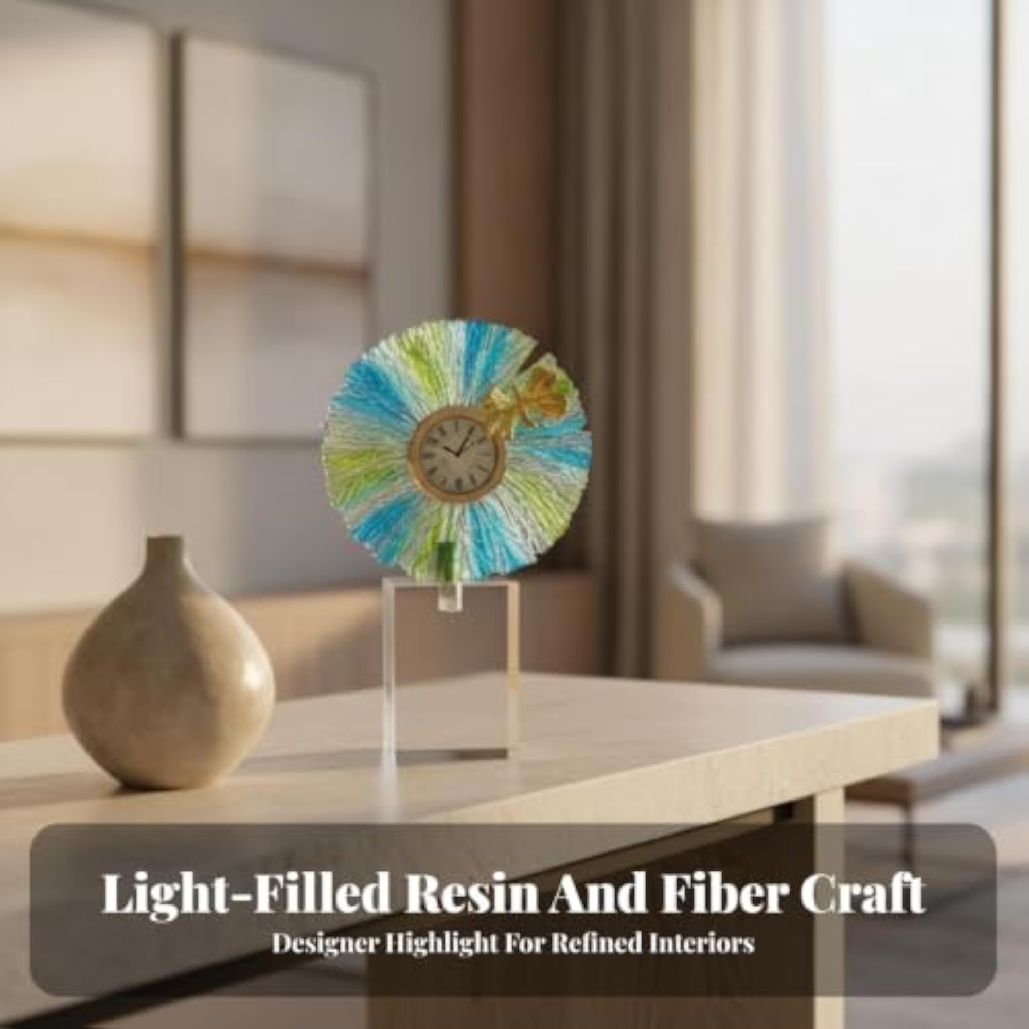 Tabletop Clock with Butterfly, Translucent Resin Design