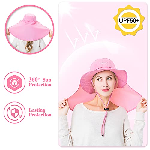 Image of Palmyth Head Net Hat, Sun Hat Safari Hat | UPF 50+, Removable Neck Flap, Water-Repellent, Wide Brim, Adjustable Chin Strap for Fishing and Gardening