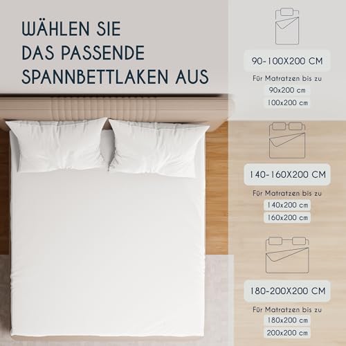 Dreamzie Premium Topper Spannbettlaken 180x200 cm - 200x200 cm - extra niedriger Seitenhöhe - für Topper - Topperauflage - Spannbetttuch Jersey Baumwolle, 150 g/m² - Oeko-TEX - Weiß 6
