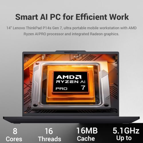 Image of Lenovo ThinkPad P14s AMD Ryzen AI 7 Pro 450 Business Laptop, 64GB + 2TB
