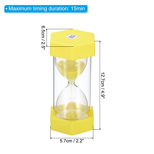 PATIKIL 15 Minute Sand Timer, Hexagon Small Sandy Clock with Plastic Cover, Count Down Sand Glass for Games Kitchen - Image 2
