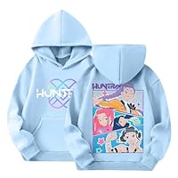 Générique Sweats à Capuche K Pop Demons Hunters Merch pour Fille Imprimés Huntrix Huntr/X Rumi Mira Zoey Pull à Manches Longues K Pop Hauts Décontractés Hoodie Unie Filles Garçons