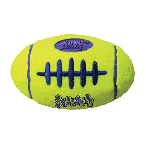 KONG – AirDog Football – Quietschendes, Federndes Apportierspielzeug aus Tennisballmaterial – Für Mittelgroße Hunde