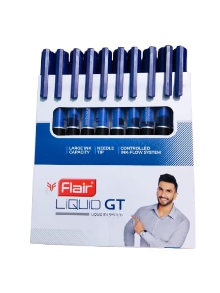 Liquid Writing Ink Flair Liquid GT Liquid Ink Pens Blue Pack of 10 - Needle Tip Smooth ...