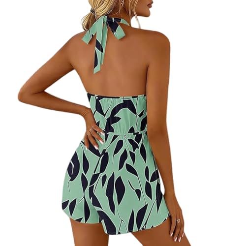 Combinaison Pantalon Femmes Sexy sans Manch Robe Courte Décontractée À Double Poche De Couleur Unie Combinaison Pyjama Floral Imprimer Jumpsuit Fleuri Imprimé Robe...