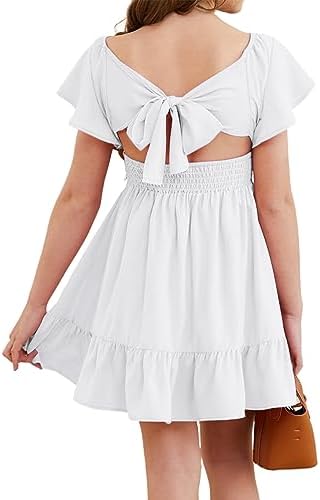 blibean Girls Summer Tie Back Dress Tween Kids Off Shoulder Dresses Size 4-13 Years