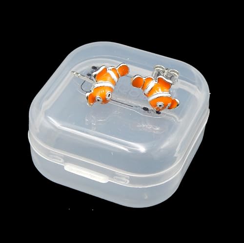 Limited Edition Solid 925 Sterling Silver LOVE TINY Cute 2D Orange Clown Fish Nemo Stud Earrings Hypoallergenic2