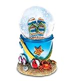 CoTa Global Cool Summer Sandals Beach Bucket Snow Globe - Water Globe Figurine with Sparkling Glitter, Collectible Novelty Ornament for Home Decor, for Birthdays and Valentine's - 45mm