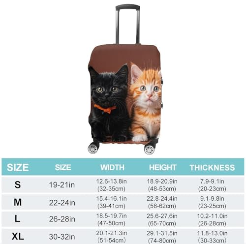 Carry on Luggage Cover Cute Kitten Black And Orange Cat Suitcase Covers for Luggages Tsa Approved Travel Luggage Sleeve Protector Elastic Suitcase Protector Anti-Scratch Washable Fits 19-30 Inch Case2