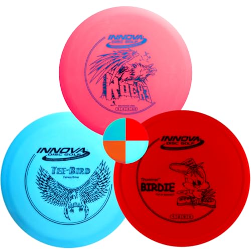 Innova Discs Golf DX 3 Disc Set | Driver, Midrange, Putter | Teebird, RocX3, Birdie + G3T Blank top mini