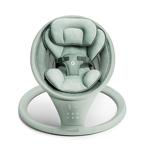 Image of Munchkin Electric Baby Swing with Vibration - Portable Swing for Newborn and Infant, Bluetooth-Enabled Smart Seat with Music, Motion, and Sounds, Sage
