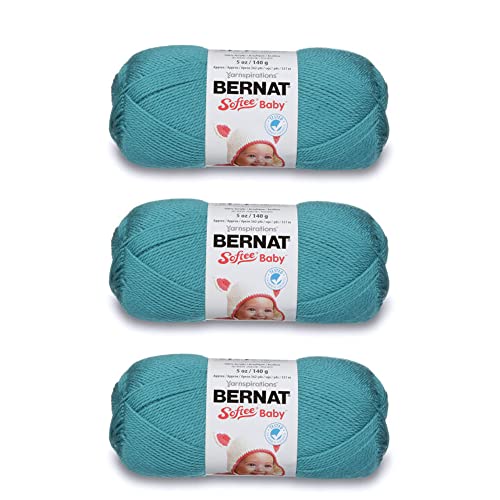 Image of Bernat Softee Baby Yarn for Crocheting Soft, Aqua, 3-Pack | #3 Light DK Yarn, 100% Acrylic, Soft Baby Yarn for Crocheting, Blankets, Clothes & Knitting Crafts, 362yd, 141g /5oz per skein