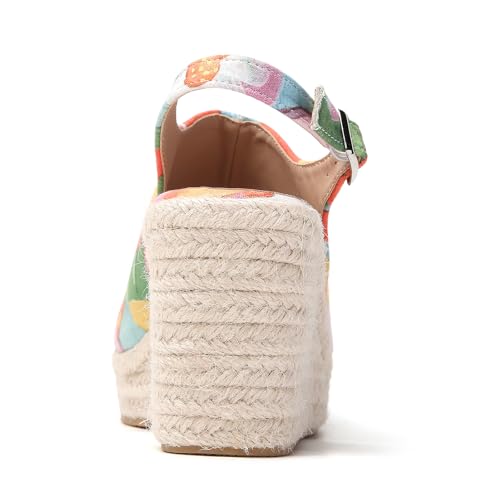 Image of Tilocow Espadrilles Wedges for Women Open Toe Ankle Strap Platform Dressy Casual Sandals Travel Slides