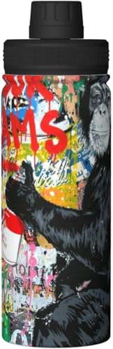 バンクシー ゴリラ アニメ 水筒 真空断熱 保温 保冷 スポーツボトル 人気 ステンレスボトル スポーツ飲料対応 漏れない 直飲み530ml 男の子 女の子 おしゃれ 大人 子供 グッズ キャラクター 雑貨 ju72