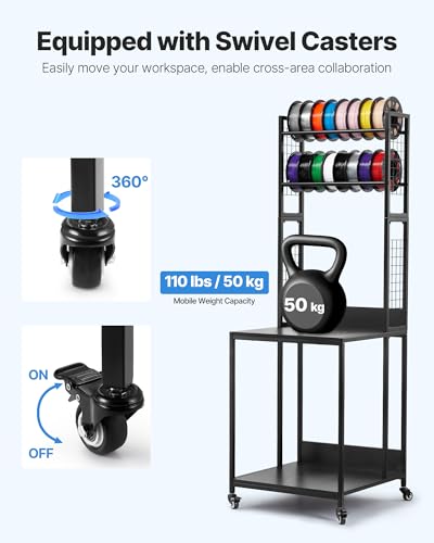 Image of VEVOR 3D Printer Filament Storage Rack, 4-Tier 3D Printer Stand with Filament Storage, Spools Holder Racks Cart with Wheels, Filaments Organzied for 3D Printing Station, Office, Workshop (Shelf Only)